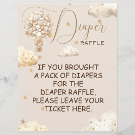 Lámina Diaper Raffle Bear Globos Juego Presupuesto Rótulo