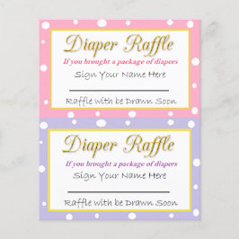 Lámina Diaper Raffle Juego Baby Shower Pink and Purple