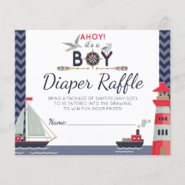 Lámina Diaper Raffle Nautical Sailboat Ahoy Baby Boy Game