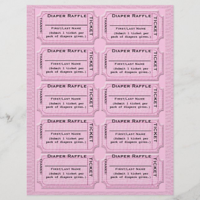 Lámina Diaper Raffle Tickets Cul Baby Shower (Anverso)