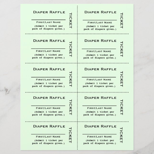 Lámina Diaper Raffle Tickets simples (Anverso)