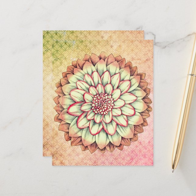 Lámina Diario basura del libro de papel de flor rosa y ve (Anverso/Reverso In Situ)