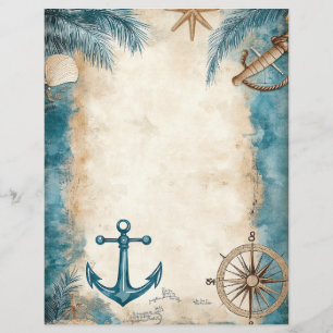 Lámina Diario basura vintage Coastal Ocean Beach Scrapboo
