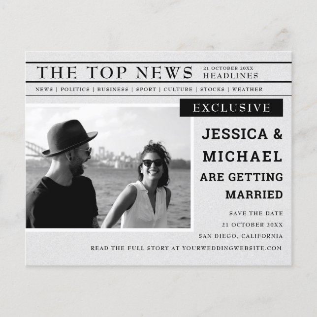 Lámina Diario de Presupuesto Foto Blanca Negra Guardar la (Anverso)