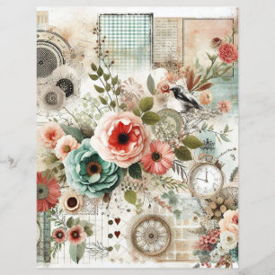 Lámina diario de recortes de collage de cottage chic desv