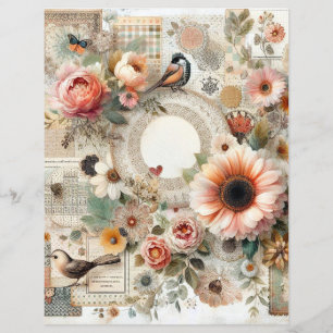 Lámina diario de recortes de collage de cottage chic desv