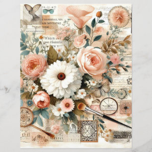 Lámina diario de recortes de collage de cottage chic desv