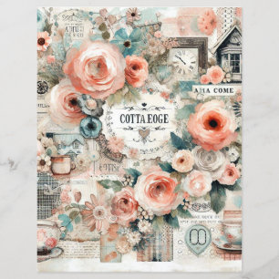 Lámina diario de recortes de collage de cottage shabby ch