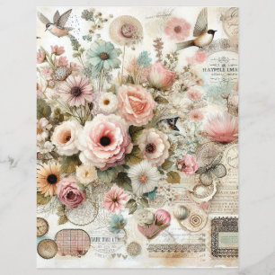Lámina diario de recortes de collage de cottage shabby ch