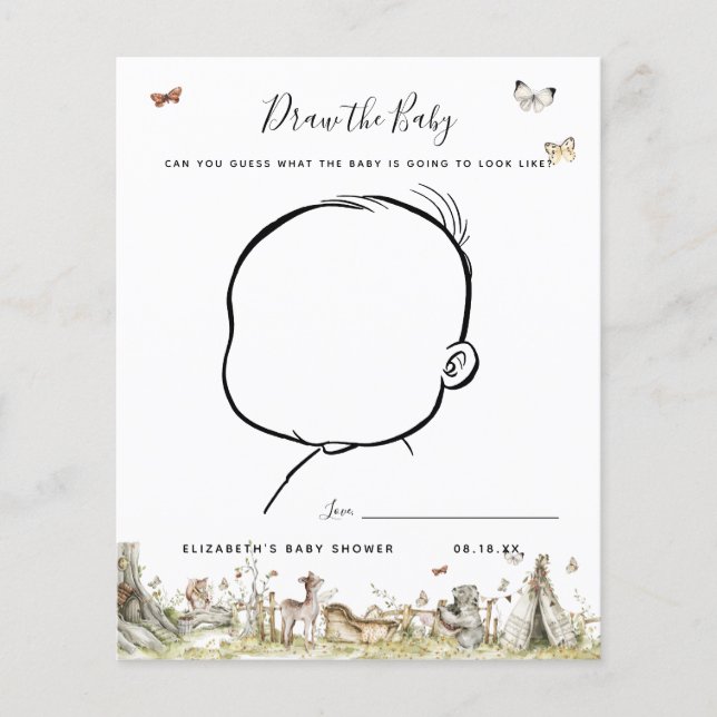 Lámina Dibujar al bebé | Juego Baby Shower (Anverso)