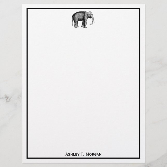 Lámina Dibujo Antiguo de Elefante (Anverso)