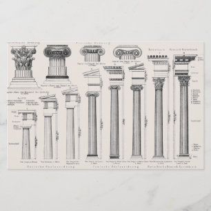 Lámina Dibujo arquitectónico de tipos de columnas romanas
