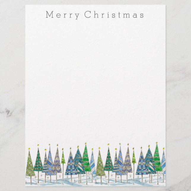 Lámina Dibujo de Árboles navideños de Feliz (Anverso)