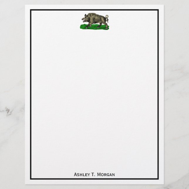 Lámina Dibujo De Boar Salvaje Vintage BW #3C (Anverso)