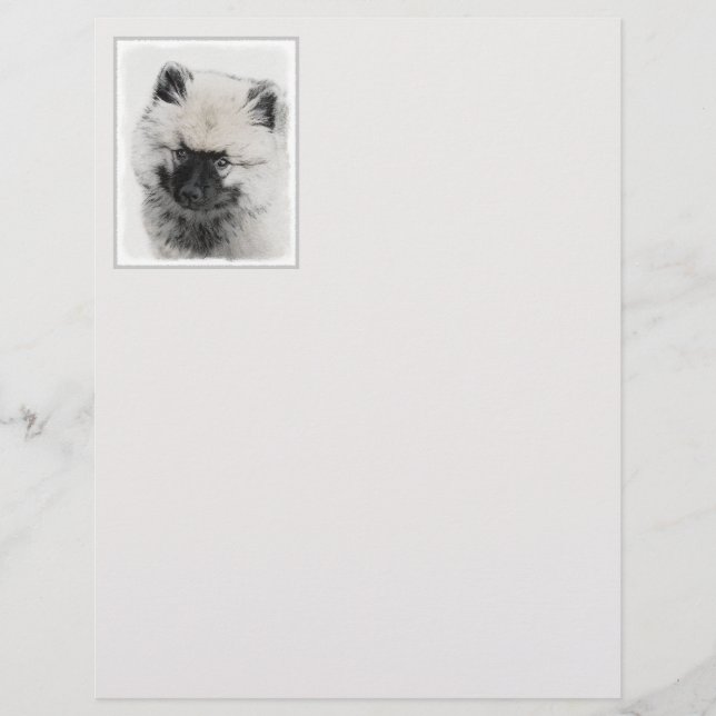 Lámina Dibujo de cachorro Keeshond - Arte de perro origin (Anverso)