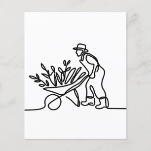 Lámina dibujo de línea de un agricultor o jardinero