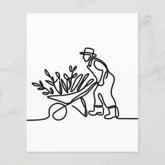 Lámina dibujo de línea de un agricultor o jardinero