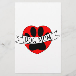 Lámina Dibujo de Mamá Perro Pata y Corazón Rojo