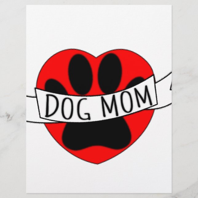 Lámina Dibujo De Perro Mamá Paw Y Corazón Rojo (Anverso)
