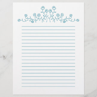 Lámina Dibujo de rosas de arte de la línea azul.