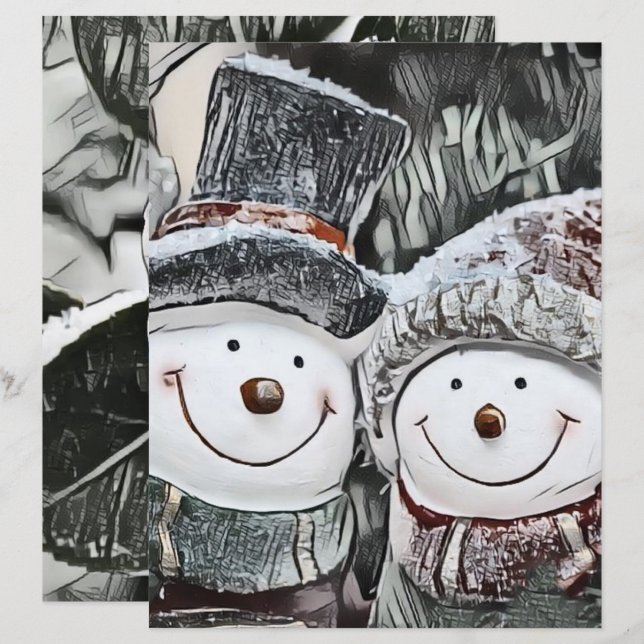 Lámina Dibujo de Snowman and Snow (Anverso / Reverso)