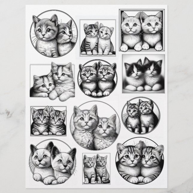 Lámina Dibujos de arte de la Línea Blanca y Negra de pare (Anverso)