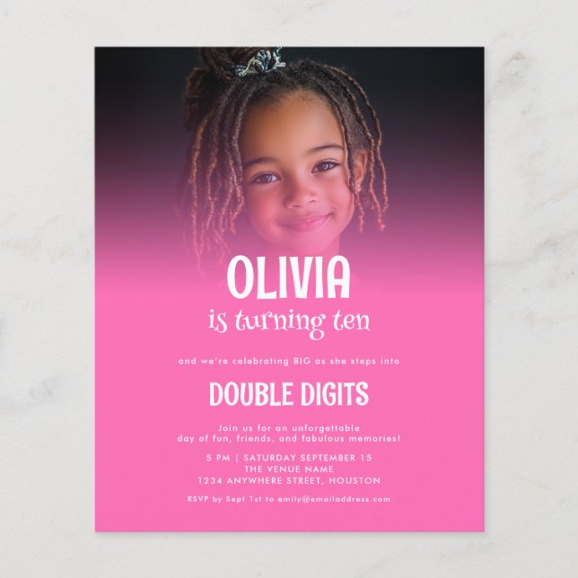 Lámina Dígitos dobles de presupuesto Foto Rosa caliente 1 (Anverso)