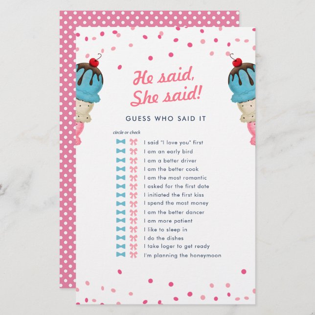 Lámina Dijo Que Adivina Quién Es El Mejor Juego De Ducha  (Anverso / Reverso)