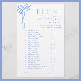 Lámina Dijo Que Dijo "Blue Bow Brillante Shower Game"