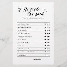 Lámina Dijo que dijo juego para Boda o ducha de novia