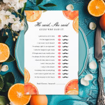 Dijo Que Dijo Que Aperol Bridal Shower Game