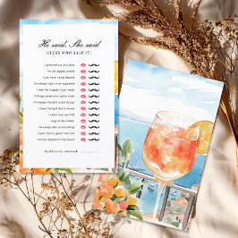 Lámina Dijo Que Dijo Que Aperol Spritz Bridal Shower Game