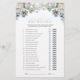 Lámina Dijo Que Dijo Que Dusty Blue Floral Shower Game