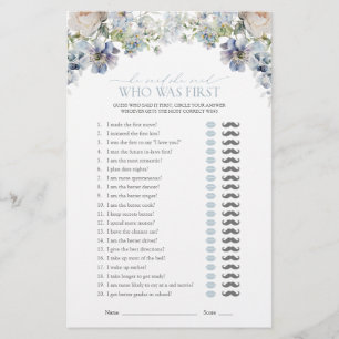 Lámina Dijo Que Dijo Que Dusty Blue Floral Shower Game