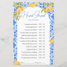 Lámina Dijo Que Dijo Que El Juego De Ducha De Novias Lemo