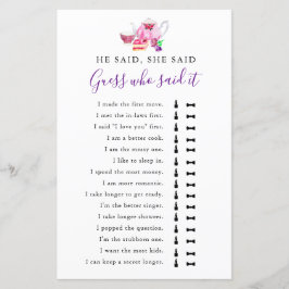 Lámina Dijo Que Dijo Que El Juego De Ducha De Novias Tea 