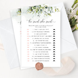 Lámina Dijo que dijo que el juego de la ducha de novia