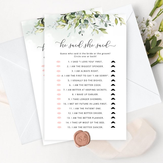 Lámina Dijo que dijo que el juego de la ducha de novia (Subido por el creador)