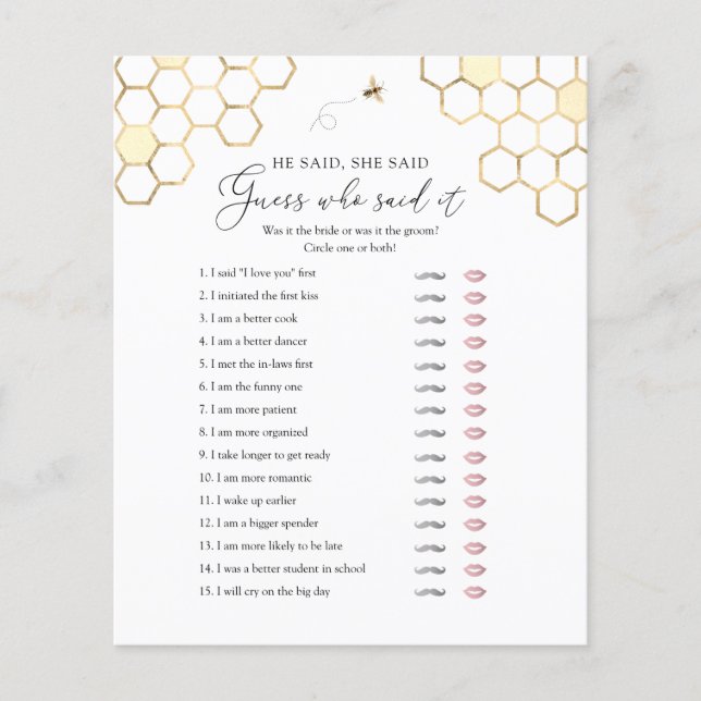 Lámina Dijo que dijo que era un juego de ducha de novia (Anverso)