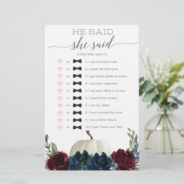 Lámina Dijo Que Dijo Que Era Un Juego De Ducha De Novias (Anverso de pie)