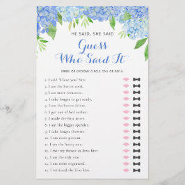 Lámina Dijo Que Dijo Que Hydrangea Bridal Shower Juego De
