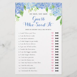 Lámina Dijo Que Dijo Que Hydrangea Bridal Shower Juego De