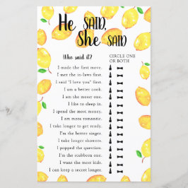 Lámina Dijo Que Dijo Que Lemon De Juego De Ducha De Novia