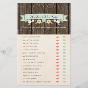 Lámina Dijo Que Dijo Que Mint Boho Bridal Shower Game