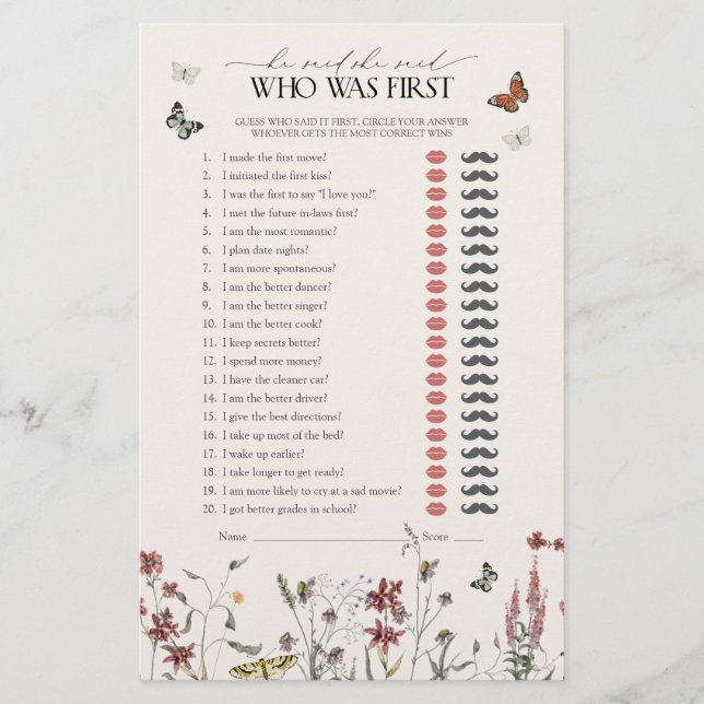 Lámina Dijo Que Dijo Un Juego De Ducha De Mariposa Flora  (Anverso)