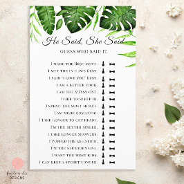 Lámina Dijo Que Dijo Un Juego De Ducha De Novias Tropical