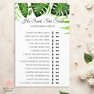 Lámina Dijo Que Dijo Un Juego De Ducha De Novias Tropical