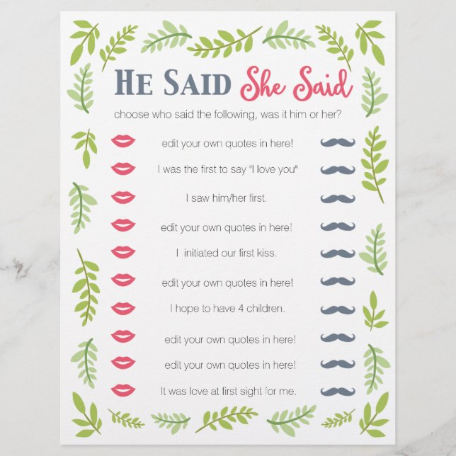 Lámina Dijo que Said ilustró un juego de follaje (Anverso)