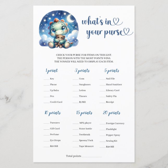 Lámina Dino bebé en la noche estrellada ¿Qué hay en tu bo (Anverso)