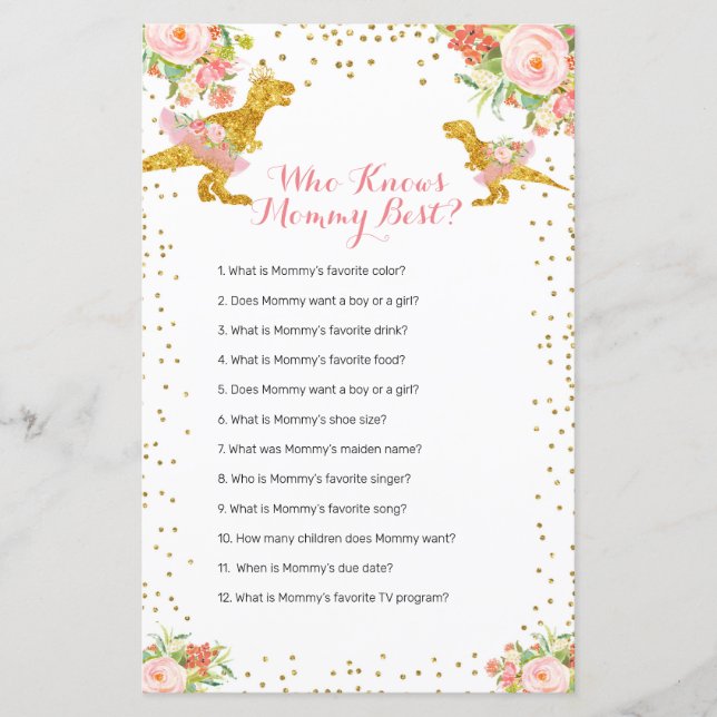 Lámina Dino Chica Oro Rosa que conoce mejor a mamá (Anverso)